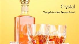  Presentation with scotch - Presentation theme consisting of bottle and two glasses of scotch whiskey on color background background and a white colored foreground