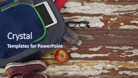  Presentation with water bottle - Slide set featuring bottle apple digital tablet shoes background and a navy blue colored foreground