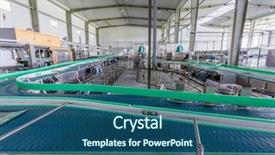  Presentation with china - Beautiful PPT layouts featuring bottle assembly line - drinks production plant in china backdrop and a ocean colored foreground