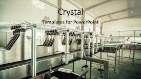  Presentation with production line - PPT theme featuring bottle assembly line - drinks production plant in china background and a soft green colored foreground