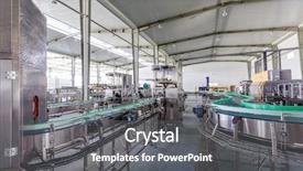  Presentation with production line - Beautiful PPT theme featuring bottle assembly line - drinks production plant in china backdrop and a gray colored foreground