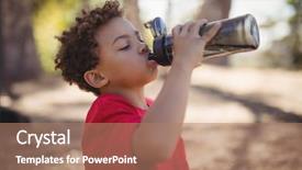  Presentation with drinking water - Theme featuring bottle break - boy drinking water after workout background and a coral colored foreground