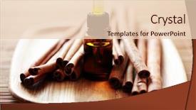  Presentation with essential oil - Amazing theme having bottle of cinnamon essential oil backdrop and a lemonade colored foreground