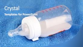  Presentation with milk in bottle - PPT layouts featuring bottle for milk on blue towel background background and a teal colored foreground