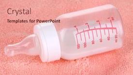  Presentation with milk in bottle - Beautiful slide deck featuring bottle for milk on pink towel background backdrop and a coral colored foreground