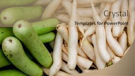  Presentation with market - Slide deck with bottle-gourd-radish-vegetables background and a coral colored foreground
