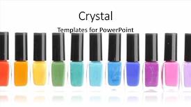  Presentation with bright white - Presentation theme consisting of bottle green - group of bright nail polishes background and a white colored foreground