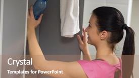  Presentation with locker room - Slide set consisting of bottle in locker at gym background and a coral colored foreground