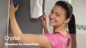  Presentation with water bottle - PPT theme having bottle in locker at gym background and a coral colored foreground