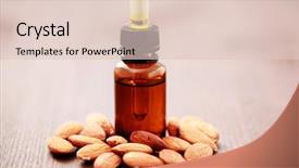  Presentation with essential oil - Slide deck enhanced with bottle of almond essential oil - beauty treatment background and a lemonade colored foreground