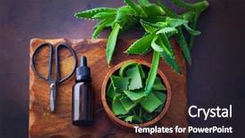 Presentation with aloe vera - Presentation theme consisting of bottle of aloe vera essential background and a wine colored foreground