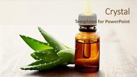 Presentation with aloe vera - PPT theme enhanced with bottle of aloe vera essential background and a sky blue colored foreground