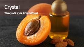  Presentation with apricot - Beautiful PPT layouts featuring bottle of apricot oil backdrop and a tawny brown colored foreground