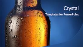  Presentation with blue drops - Cool new presentation theme with bottle of beer with drops on a blue background close up part of the bottle backdrop and a ocean colored foreground