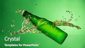  Presentation with beer bottle - Presentation theme featuring bottle of beer with splash around on green background background and a shamrock green colored foreground