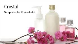  Presentation with lotion - Presentation theme consisting of bottle of body lotion background and a white colored foreground