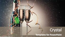  Presentation with festive - Theme featuring bottle of champagne and filled background and a coral colored foreground