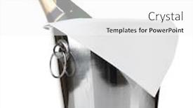  Presentation with bottle - Beautiful presentation theme featuring bottle-of-champagne-in-pail backdrop and a white colored foreground