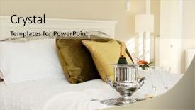  Presentation with champagne gold - Cool new PPT layouts with bottle of champagne two glasses backdrop and a soft green colored foreground