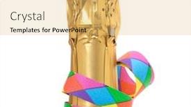  Presentation with streamer - Audience pleasing slides consisting of bottle-of-champagne-with-party backdrop and a yellow colored foreground