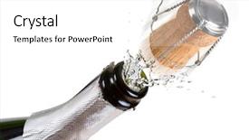  Presentation with champagne - Beautiful theme featuring bottle of champagne with splashes backdrop and a white colored foreground