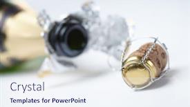  Presentation with champagne - Slides featuring bottle of champagne background and a sky blue colored foreground