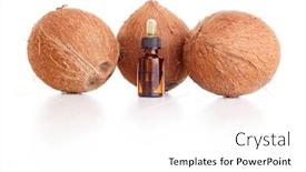  Presentation with coconut oil - Slide set featuring bottle of coconut essential oil - beauty treatment background and a white colored foreground