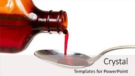  Presentation with spoon - Colorful presentation theme enhanced with cough syrup - bottle of cold medicine poured backdrop and a lemonade colored foreground