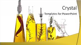  Presentation with cooking oil - Beautiful presentation featuring bottle of cooking oil backdrop and a white colored foreground