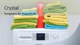  Presentation with bottle - Beautiful PPT theme featuring bottle of detergent on wash backdrop and a mint green colored foreground