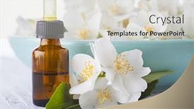  Presentation with essential oil - PPT layouts enhanced with bottle of essential jasmine oil - beauty treatment background and a lemonade colored foreground