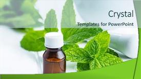  Presentation with essential oil - Audience pleasing PPT layouts consisting of bottle of essential mint oil backdrop and a sky blue colored foreground