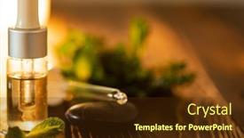  Presentation with herbal - PPT layouts having bottle-of-essential-oil background and a tawny brown colored foreground