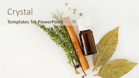  Presentation with essential oil - Presentation having bottle-of-essential-oil background and a sky blue colored foreground
