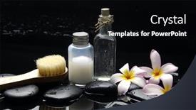  Presentation with essential oil - Colorful slides enhanced with bottle of essential oil and frangipani with brush on zen stones backdrop and a black colored foreground