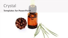  Presentation with essential oil - Presentation having bottle-of-fir-tree-essential background and a white colored foreground
