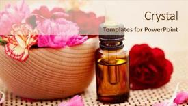  Presentation with essential oil - Cool new slides with bottle of flower essential oil backdrop and a cream colored foreground