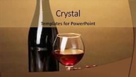  Presentation with wine cheese - Slide deck consisting of bottle of great wine with wineglass and cheese on wooden table on brown background background and a yellow colored foreground