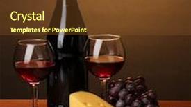  Presentation with wine cheese - Colorful PPT layouts enhanced with bottle of great wine with wineglasses and cheese on wooden table on brown background backdrop and a tawny brown colored foreground
