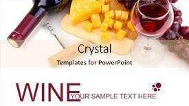  Presentation with wine cheese - Audience pleasing slide deck consisting of bottle of great wine with wineglass and cheese isolated on white backdrop and a lemonade colored foreground