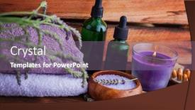  Presentation with essential oil - PPT theme with bottle-of-lavender-essential-oil background and a gray colored foreground