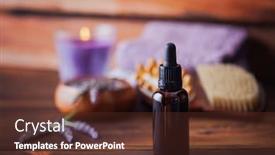  Presentation with essential oil - Colorful theme enhanced with bottle-of-lavender-essential-oil backdrop and a tawny brown colored foreground