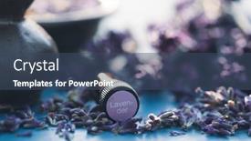  Presentation with essential oil - PPT theme consisting of bottle-of-lavender-essential-oil background and a ocean colored foreground