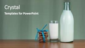  Presentation with chocolate chip cookies - PPT layouts having bottle of milk and chocolate background and a gray colored foreground