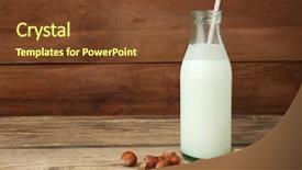  Presentation with cow milk - PPT theme consisting of bottle of milk with straw background and a  colored foreground
