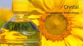  Presentation with oil field - PPT theme having bottle-of-oil-against-sunflowers background and a gold colored foreground