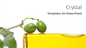  Presentation with olive oil bottle - Amazing theme having bottle-of-oil-olive backdrop and a white colored foreground