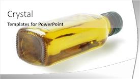  Presentation with olive oil bottle - Cool new slide deck with bottle-of-olive-oil-lying backdrop and a white colored foreground