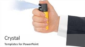  Presentation with spray - PPT theme featuring defence jet - hand with bottle of pepper background and a white colored foreground