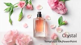  Presentation with perfume - Cool new slide deck with bottle of perfume with flowers backdrop and a lemonade colored foreground